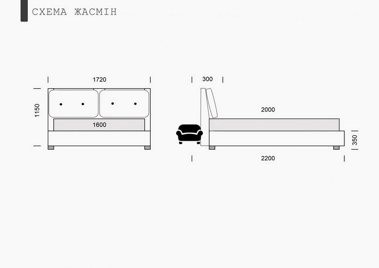 Ліжко Жасмін 1,60 м ніша (F44) F44-3000 фото