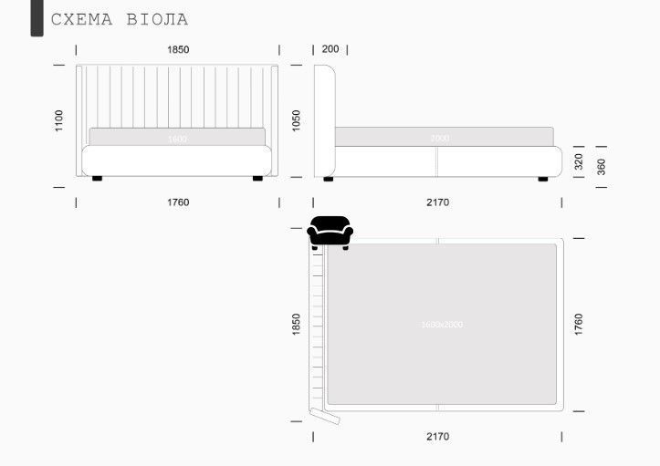 Ліжко Віола 1,60 м ніша (F44) F44-20010 фото